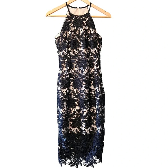 Keepsake The Label True Love Floral Halter Lace Black Cocktail Midi Dress Sz XS. - Picture 4 of 16